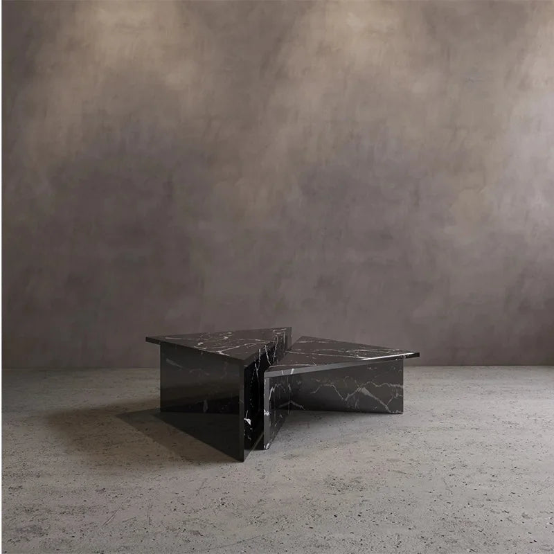 Dream Home Wild Vein Marble Coffee Table Modular Double Triangle Split Base Minimalist Modern Art Living Center Table - Image 3
