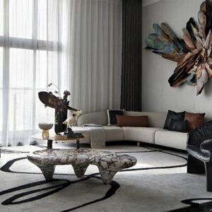Arabescato Viola Marble Coffee Table Organic Cloud Shape Three Sculptured Conical Legs Freeform Irregular Living Room Tea Table