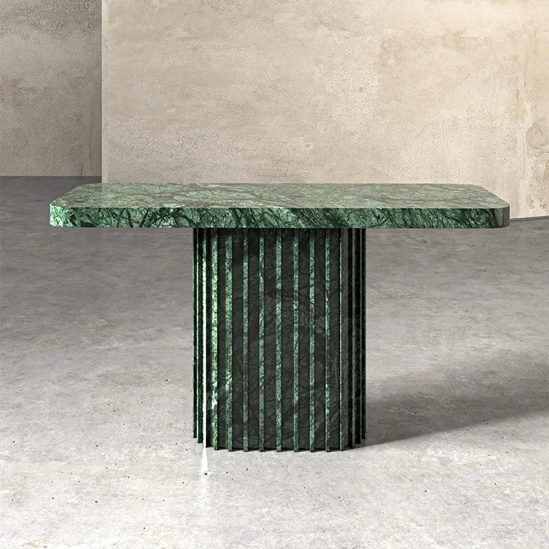 Dream Home Solid Marble Console Table Grooved Cylindrical Pedestal Base Unique Stone Hall Console For High end Residential Decor - Image 8