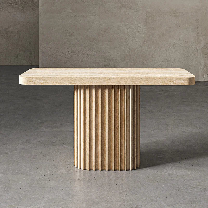 Dream Home Solid Marble Console Table Grooved Cylindrical Pedestal Base Unique Stone Hall Console For High end Residential Decor - Image 5