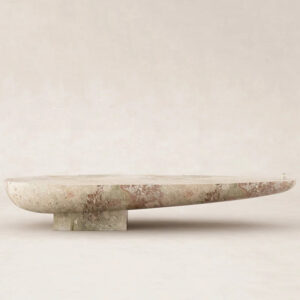 Pink Green Maeble Terrazzo Coffee Table Streamlined Teardrop Bowl Form Single Block Base Wabi Living Room Table Dream Home