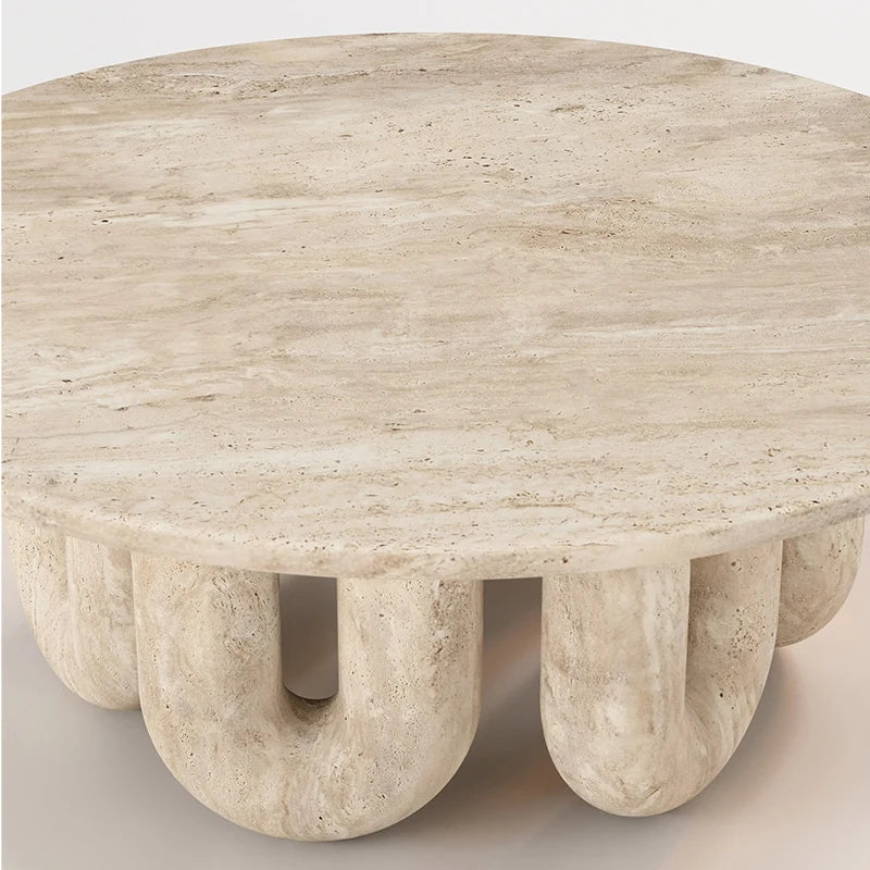 Luxury Modern Travertine Coffee Table Unique Intertwined Legs Natural Stone Round Table for Villa Living Room Hotel Office - Image 5