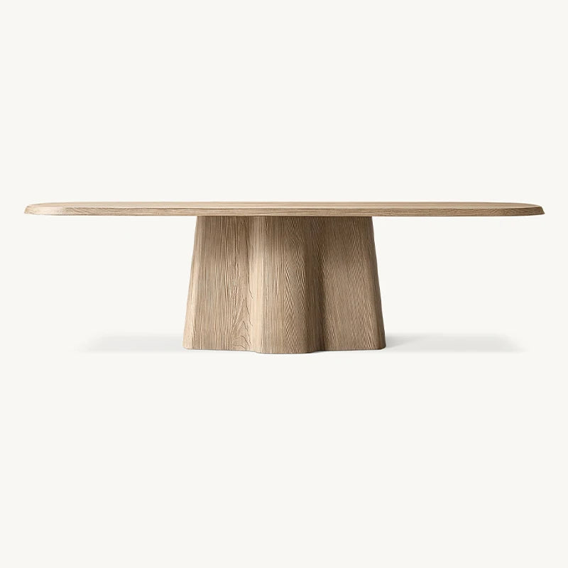 Dream Home Solid Oak Dining Table Monolithic Flared Pedestal Base Organic Rectangle Top Wabi Sabi Home Dining Furniture - Image 7