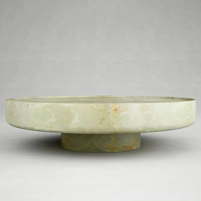 Natural Travertine Marble Coffee Table Round Thick Disc Top Single Cylinder Base Minimalist Living Room Center Table Dream Home - Image 5