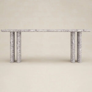 Organic Style Marble Console Table Terrazzo Stone Four Round Pillars Contemporary Entryway Furniture Dream Home