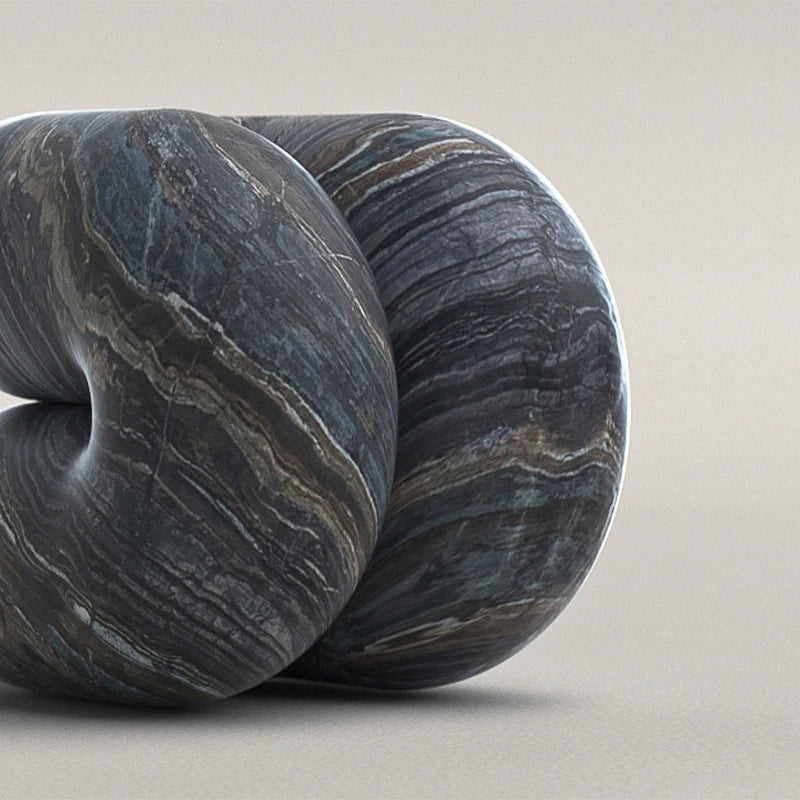 Dream Home Black Wave Marble Side Table Interlocked Double Loop Sculptural Form Minimalist Living Room Accent Table - Image 6