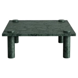 Dream Home Dazzling Four Round Leg Green Marble Coffee Table Square Flat Top Modern Minimalist Living Center Table