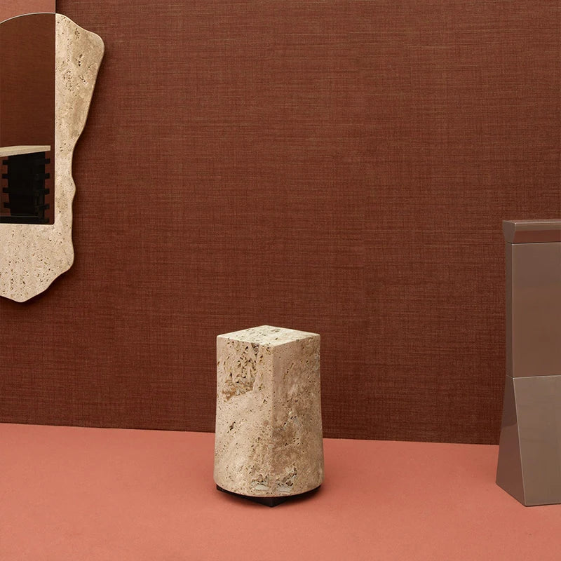 Dream Home Travertine Side Table Hourglass Tapered Hexagonal Sculptural Form Wabi Sabi Living Room Accent Table - Image 4