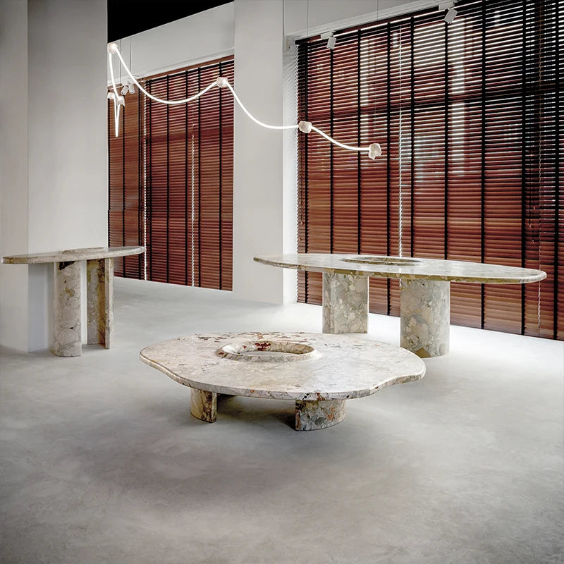 Dream Home Artistic Marble Console Table Unique Center Hole Sculptural Irregular Natural Stone Table for Modern Home Decor - Image 5