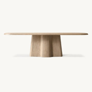 Dream Home Solid Oak Dining Table Monolithic Flared Pedestal Base Organic Rectangle Top Wabi Sabi Home Dining Furniture