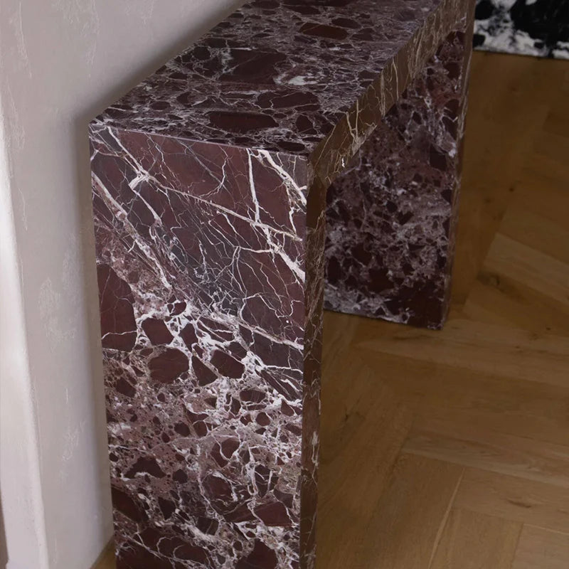 Dream Home Rosso Levanto Marble Console Table Integrated U Shaped Modern Entryway Hallway Accent Table - Image 4