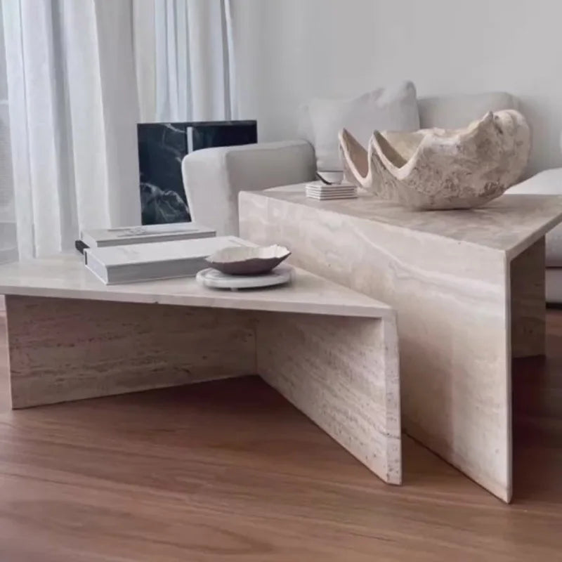 Dream Home Wild Vein Marble Coffee Table Modular Double Triangle Split Base Minimalist Modern Art Living Center Table