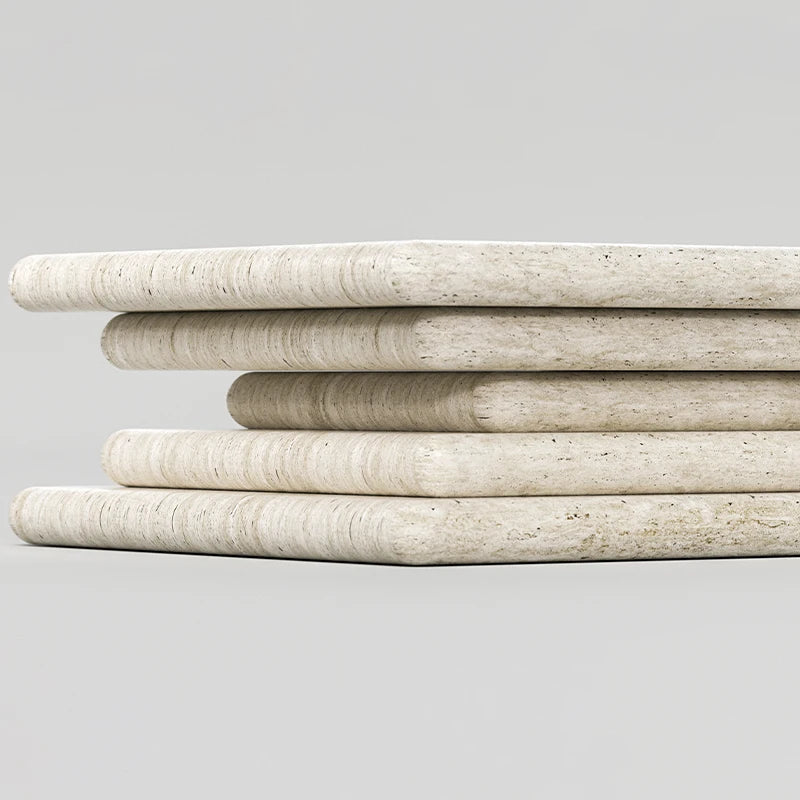 Dream Home Travertine Coffee Table Monolithic Multi Layer Rolled Book Shape Wabi Sabi Living Room Center Table - Image 5