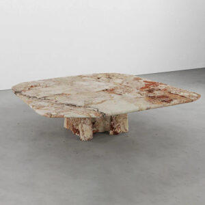 Dream Home Sculptural Marble Coffee Table Organic Irregular Top Fluted Pedestal Base Natural Stone Center Table