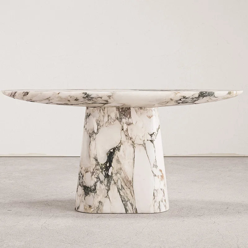 Dream Home Natural Pattern Marble Console Table Elongated Oval Slab Top Taper Stone Stand Modern Hall Entrance Decor Furniture