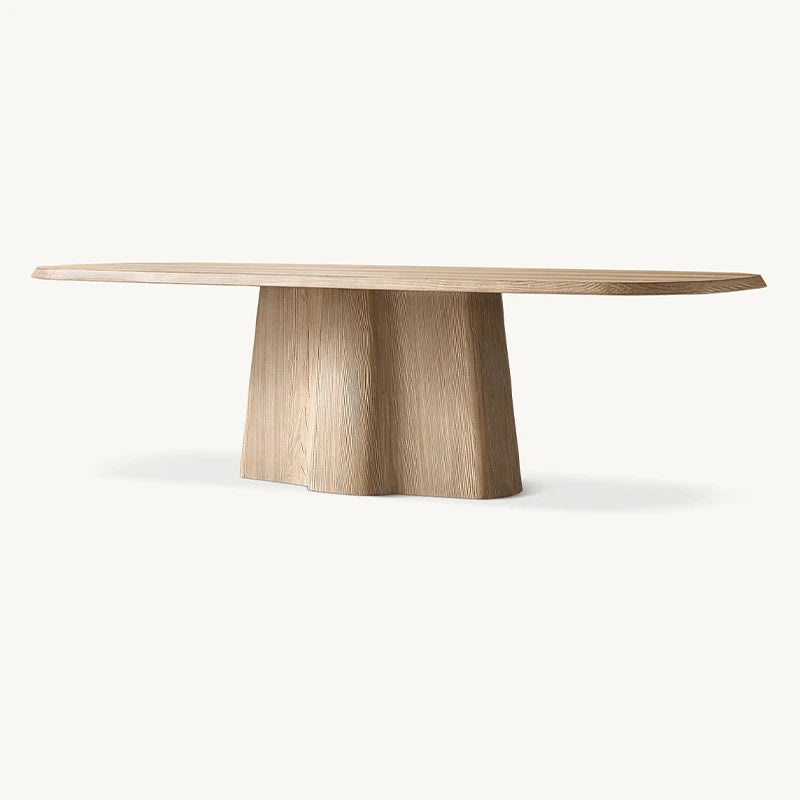 Dream Home Solid Oak Dining Table Monolithic Flared Pedestal Base Organic Rectangle Top Wabi Sabi Home Dining Furniture - Image 2
