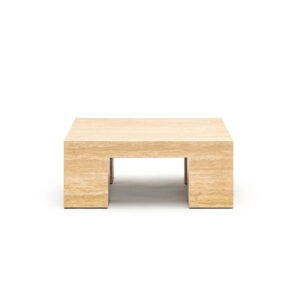 Unique Quad Open Recess Square Travertine Marble Tea Desk Hand Polished Unprocessed Porous Stone Large Family Decor Stand