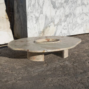 Dream Home Luxury Sculptural Marble Coffee Table Unique Center Hole Irregular Organic Top Natural Stone Living Room Center Table