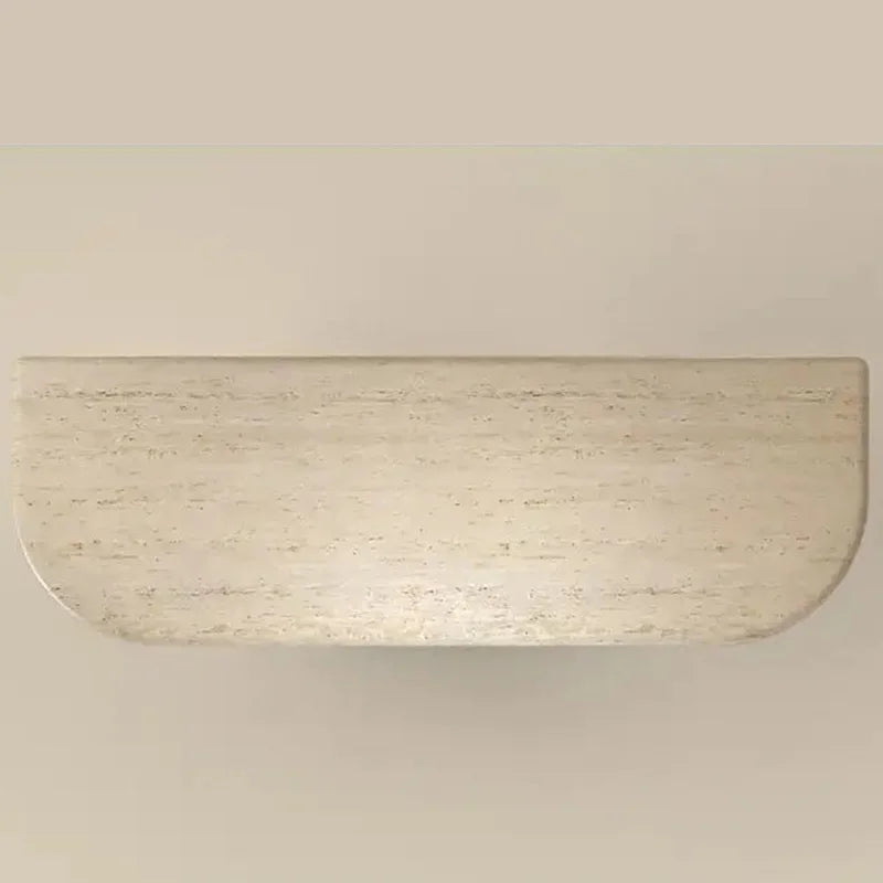 Dream Home Wabi Neutral Travertine Console Table Twin Integrated Loop Support Long Soft Rectangle Top Modern Entry Decor Table - Image 3
