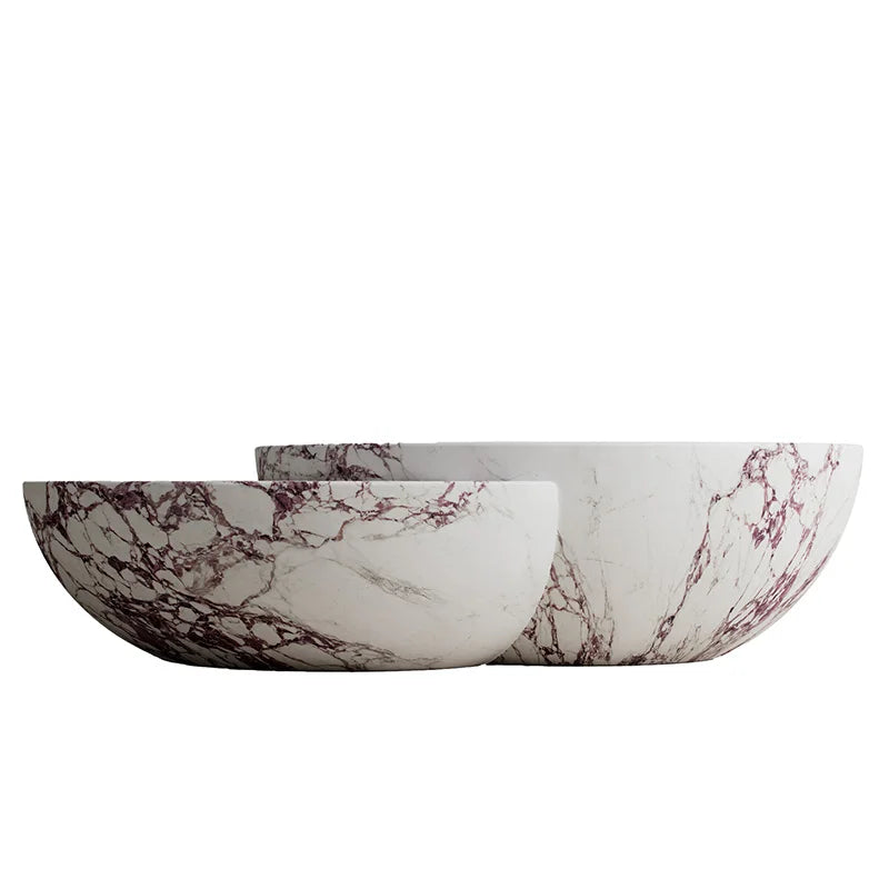 Natural Purple Vein Marble Coffee Table Two Pieces Nest Bowl Design Luxury Villa Round Coffee Desk Dream Home - Image 6