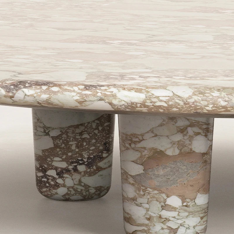 Luxury Round Marble Coffee Table Thick Cylinder Legs Elegant Natural Stone Center Table for Modern Living Room Villa Decor - Image 5