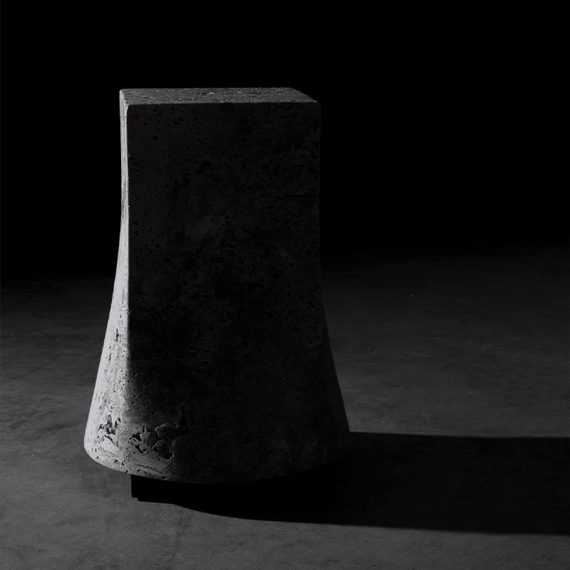 Dream Home Travertine Side Table Hourglass Tapered Hexagonal Sculptural Form Wabi Sabi Living Room Accent Table - Image 6