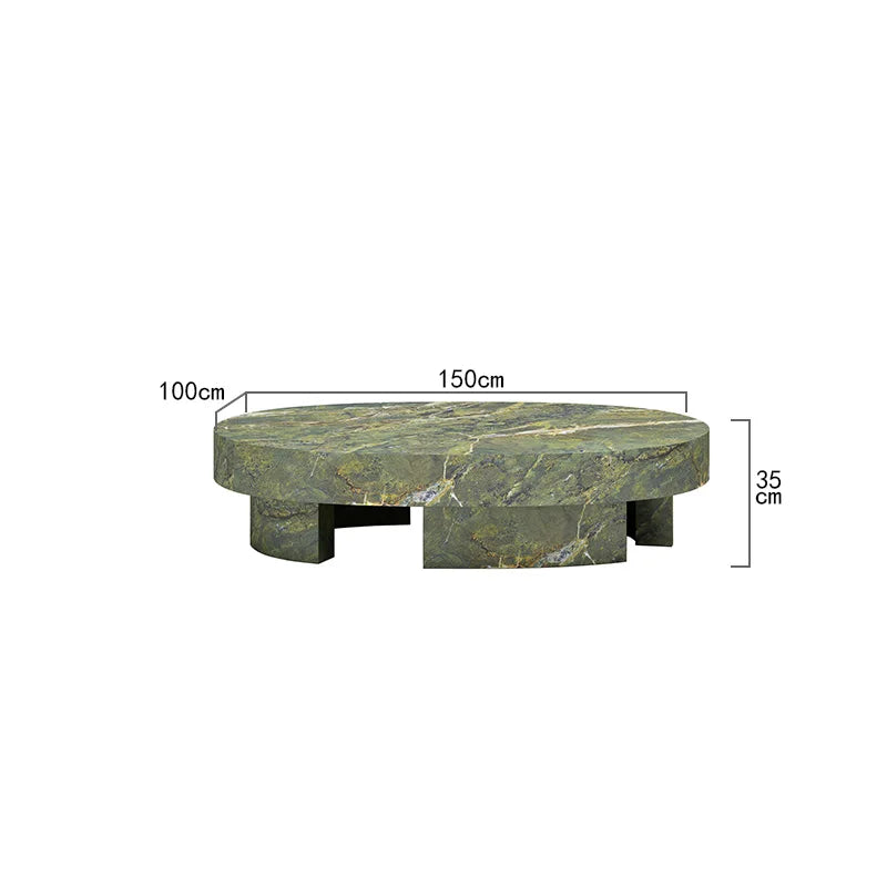 Green Marble Oval Coffee Table Segmented Block Supports Natural Verde Stone Modern Living Room Center Table Dream Home - Image 6