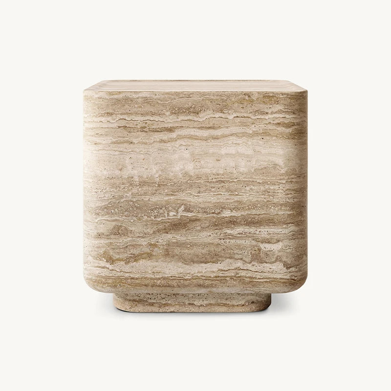 Dream Home Rustic Travertine Marble Side Table Solid Block With Rounded Corners High End Home Decor End Table - Image 7