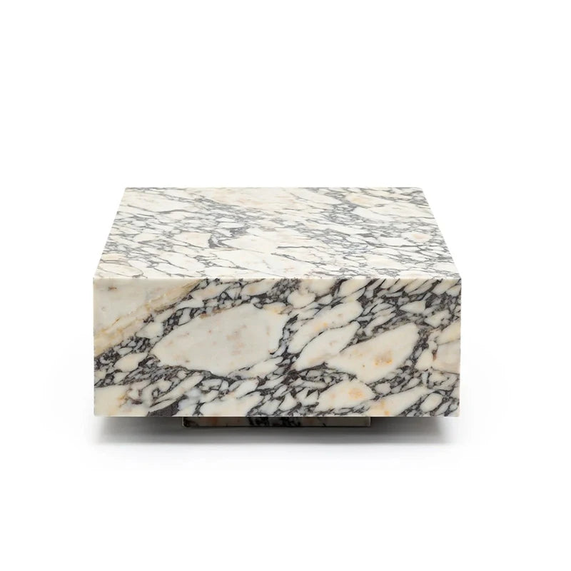 Dream Home High Inquiry Calacatta Viola Marble Coffee Table Low Profile Floating Square Block Modern Living Room Accent Plinth - Image 3