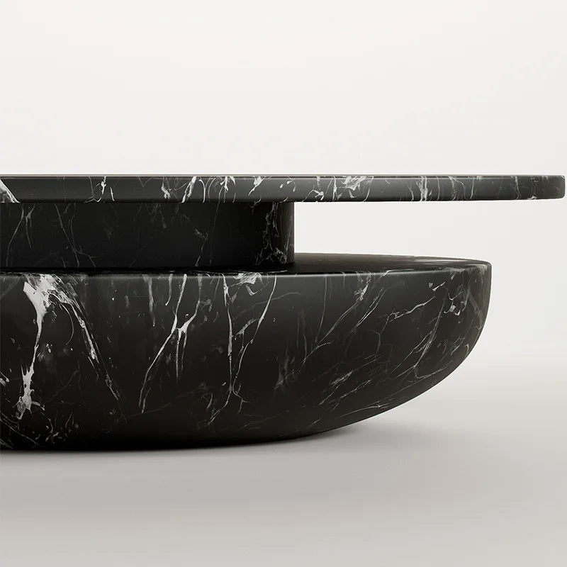 High Gloss Marble Coffee Table Round Floating Top Bowl Structure Handcrafted Stone Center Coffee Table Dream Home - Image 5