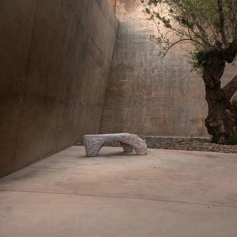 Luxury Modern Lava Rock Coffee Table Hand Carved Three Pillar Raw Rock Form Unique Rough Texture Villa Living Room Accent Table - Image 4