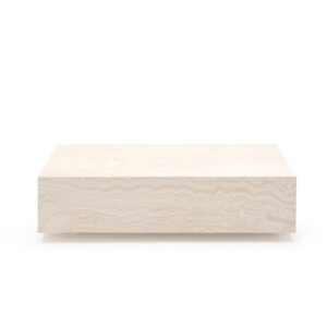 Dream Home Standout Low Profile Whole Slab Stone Accent Table Matte Natural Travertine Vein Minimalist Villa Central Furniture