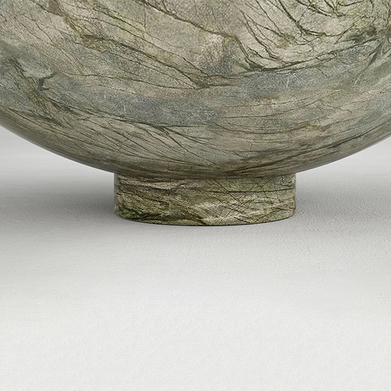 Whole Carved Basin Stone Tea Table Solid Bowl Vessel Silhouette Organic Branch Green Vein Minimalist Modern Sofa Coffee Table - Image 4