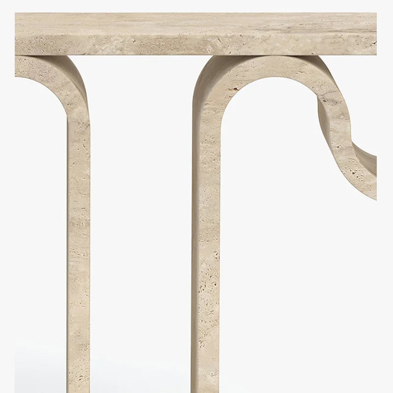 Travertine Marble Console Table Continuous Wave U-Shaped Frame Beige Roman Travertine Sculptural Entryway Furniture Dream Home - Image 4