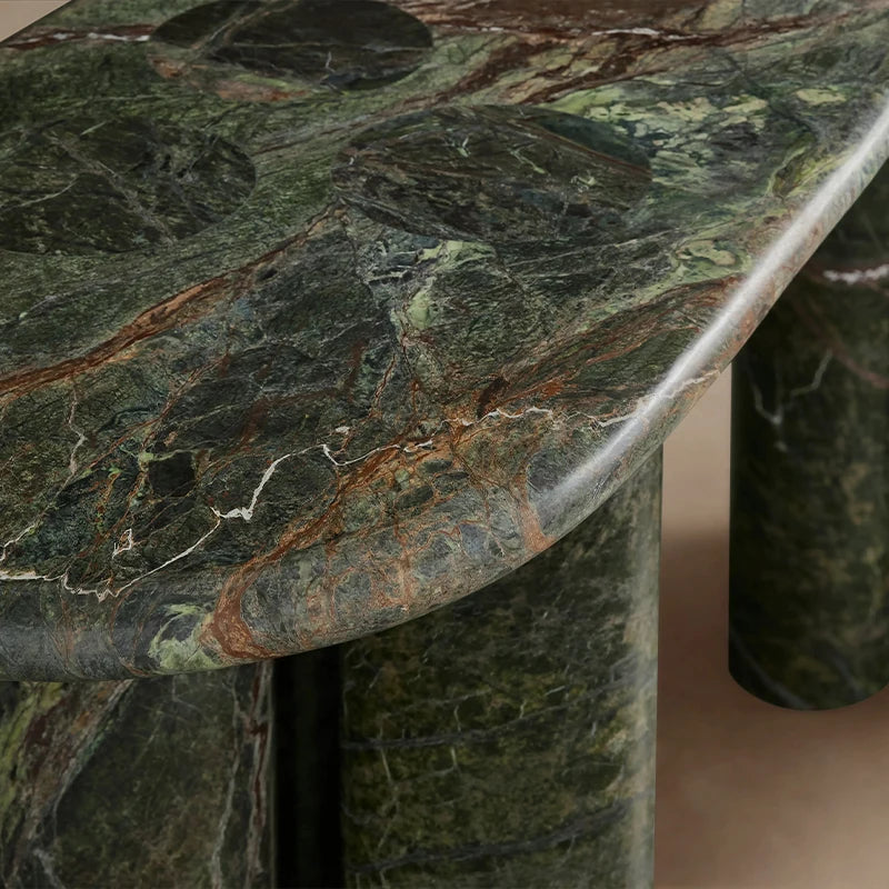 Dream Home Head Turning Paired Three Column Hall Table Smooth Oval Edge Hand Carved Heavy Duty Designer Console Table - Image 5