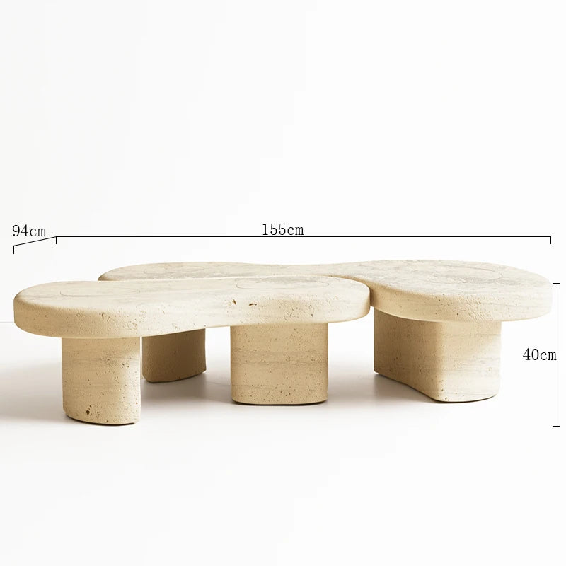 Natural Travertine Interlocking Cloud Coffee Table Multi Column Legs Wabi Sabi Living Room Center Table Dream Home - Image 5