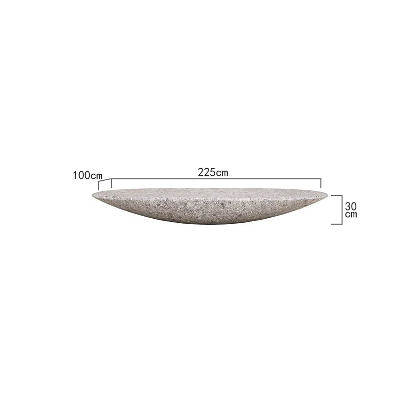 Grey Terrazzo Marble Coffee Table Low Profile Concave Oval Stone Tea Table Designer Villa Decor Center Desk Dream Home - Image 6