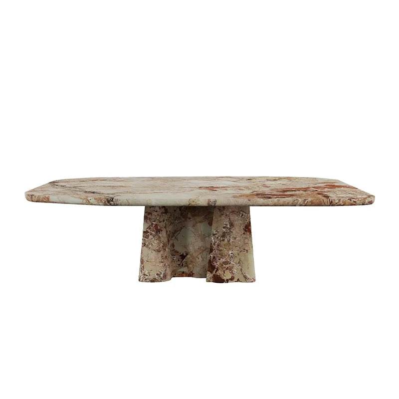 Dream Home Sculptural Marble Coffee Table Organic Irregular Top Fluted Pedestal Base Natural Stone Center Table - Image 6