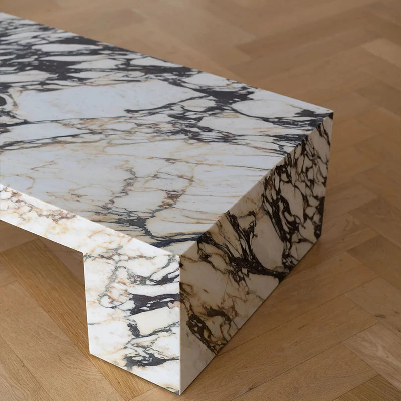 Dream Home Luxury Calacatta Viola Marble Coffee Table Integrated Solid Stone Frame Modern Living Room Center Table for Villa - Image 6