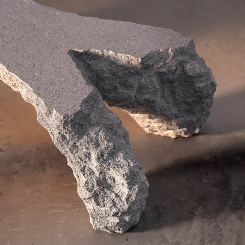 Luxury Modern Lava Rock Coffee Table Hand Carved Three Pillar Raw Rock Form Unique Rough Texture Villa Living Room Accent Table - Image 2