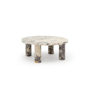 Striking Four Vertical Round Column Marble Coffee Table Natural Chaotic Purple Cloud Vein Stone Luxury Simple Home Tea Furniture
