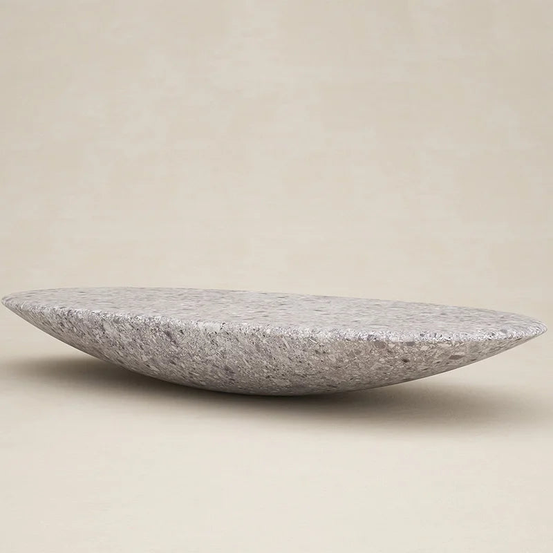 Grey Terrazzo Marble Coffee Table Low Profile Concave Oval Stone Tea Table Designer Villa Decor Center Desk Dream Home - Image 2
