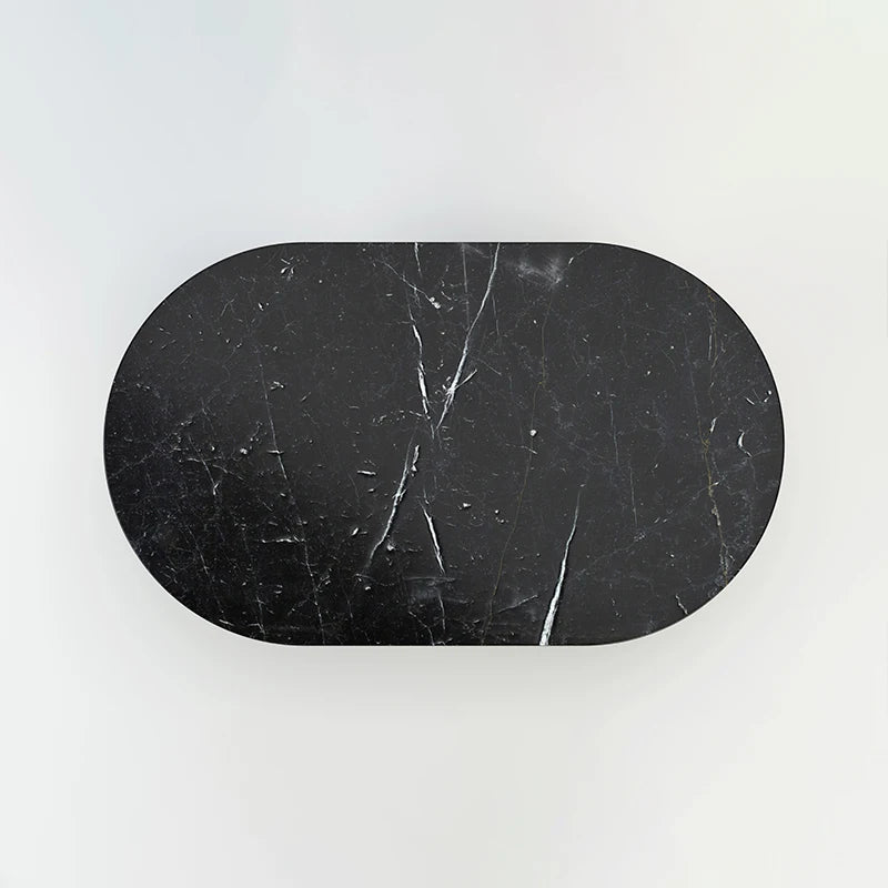 Dream Home Nero Marquina Marble Dining Table Oval Racetrack Top With Dual Sets of Wave Tube Legs Luxury Modern Dining Table - Image 3