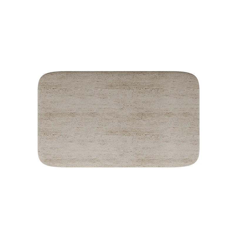 Dream Home Mesmerizing Three Flared Taper Leg Travertine Coffee Table Rounded Rectangle Top Wabi Living Room Center Table - Image 4