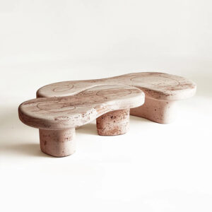 Natural Travertine Marble Cloud Shape Coffee Table Multi Cylinder Legs Organic Wabi Sabi Living Room Table Dream Home