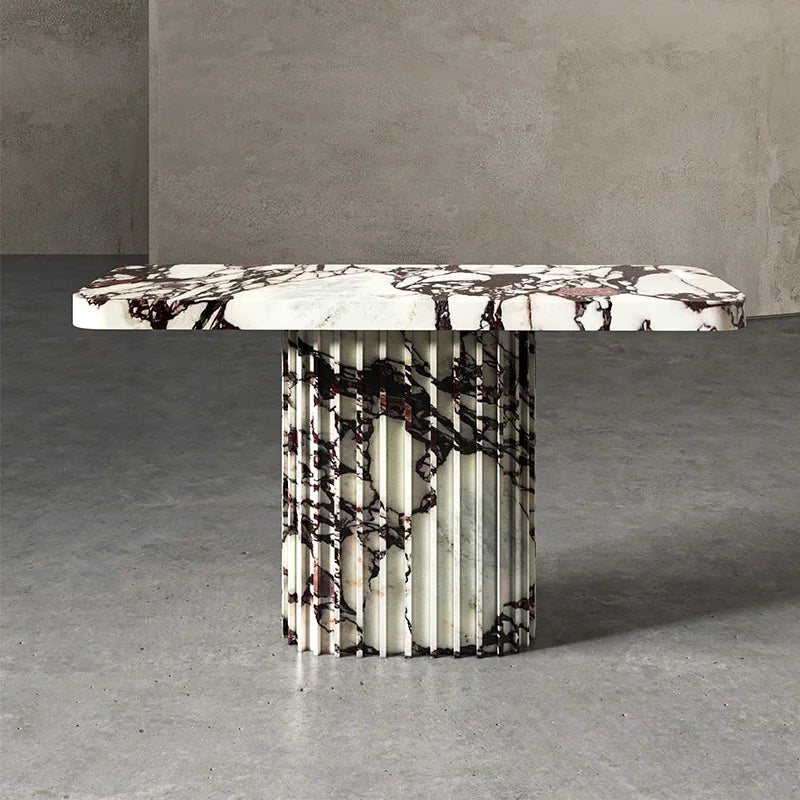 Dream Home Solid Marble Console Table Grooved Cylindrical Pedestal Base Unique Stone Hall Console For High end Residential Decor - Image 10