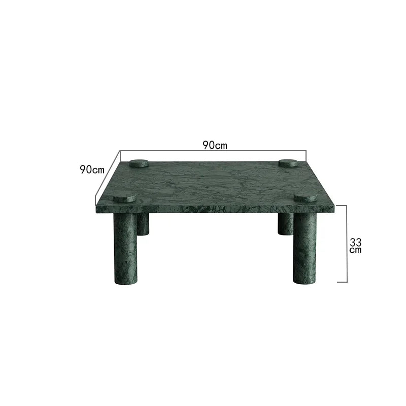 Dream Home Dazzling Four Round Leg Green Marble Coffee Table Square Flat Top Modern Minimalist Living Center Table - Image 6