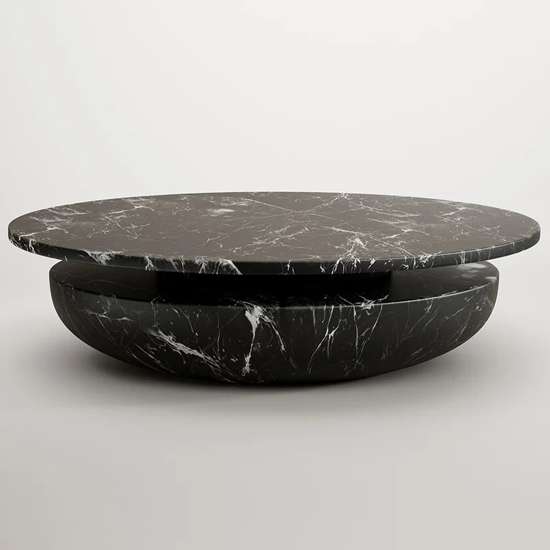 High Gloss Marble Coffee Table Round Floating Top Bowl Structure Handcrafted Stone Center Coffee Table Dream Home - Image 3
