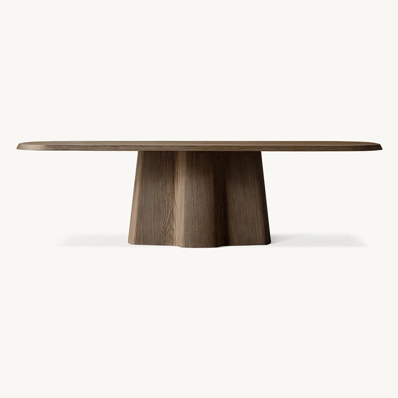 Dream Home Solid Oak Dining Table Monolithic Flared Pedestal Base Organic Rectangle Top Wabi Sabi Home Dining Furniture - Image 9