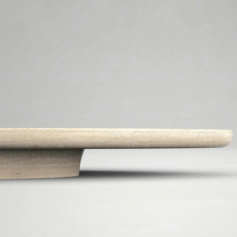 Minimalist Marble Coffee Table Oval Tray Shape Travertine Stone Coffee Table Luxury Villa Center Table Dream Home - Image 3